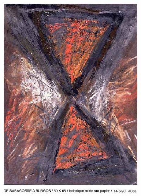 DE SARGASSE A BURGOS 65 x 50technique mixte sur papier14 - 6 - 1990