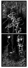 B__C_1DESSIN EN AVEUGLE, les yeux bandés, par touché du corps. Dessins repris scannés et travaillés sur palette graphique. Chaque image, au format 30 x 40, est imprimée par jet d'encres aux pigments.Les initiales désignent en premier celui qui dessine, en second, celui qui est dessiné80 X 30   octobre 2010