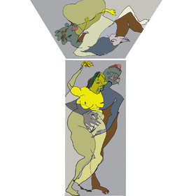 Dessins en aveugle à partir des photos des couples.Réalisation sur palette graphique Impression jets d'encresFormat A 2   12 - 2022