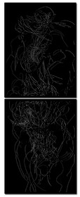CL  HE DOUBLE DOSDESSIN EN AVEUGLE, les yeux bandés, par touché du corps. Dessins repris scannés et travaillés sur palette graphique. Chaque image, au format 30 x 40, est imprimée par jet d'encres aux pigments.Les initiales désignent en premier celui qui dessine, en second, celui qui est dessiné80 X 30   octobre 2010