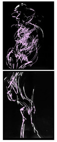 CL  BL 4DESSIN EN AVEUGLE, les yeux bandés, par touché du corps. Dessins repris scannés et travaillés sur palette graphique. Chaque image, au format 30 x 40, est imprimée par jet d'encres aux pigments.Les initiales désignent en premier celui qui dessine, en second, celui qui est dessiné80 X 30   octobre 2010
