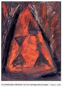 DE SARGASSE A BURGOS 65 x 50technique mixte sur papier7 - 6 - 1990
