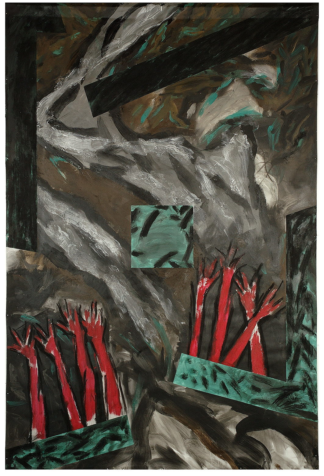 DESCRIPTION D'UN COMBAT 62004 et reprise en Avril et Mai 2005toile libre de 3m de haut, par 2m de largeAcrylique sur toile polyester